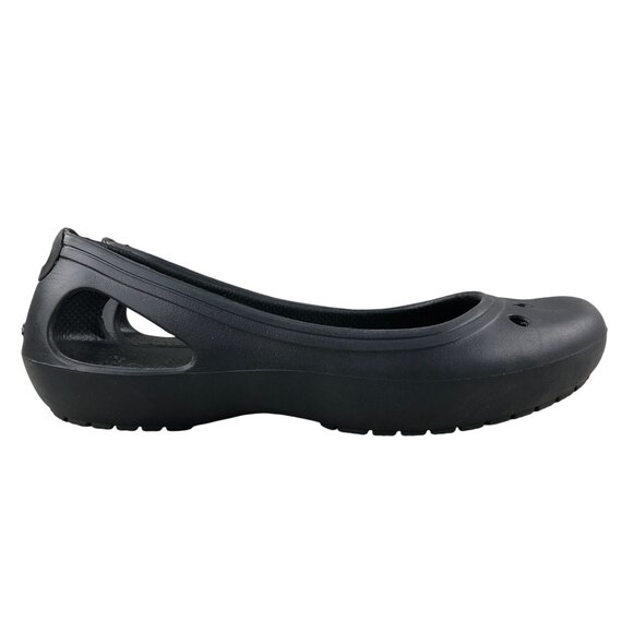 Crocs Women's Size 5 Kadee Black Closed Toe Slip On Rubber Ballet Flats - Picture 1 of 13